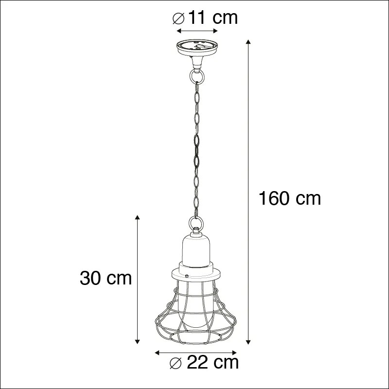 Rustykalna lampa wisząca zewnętrzna czarna - Moreno