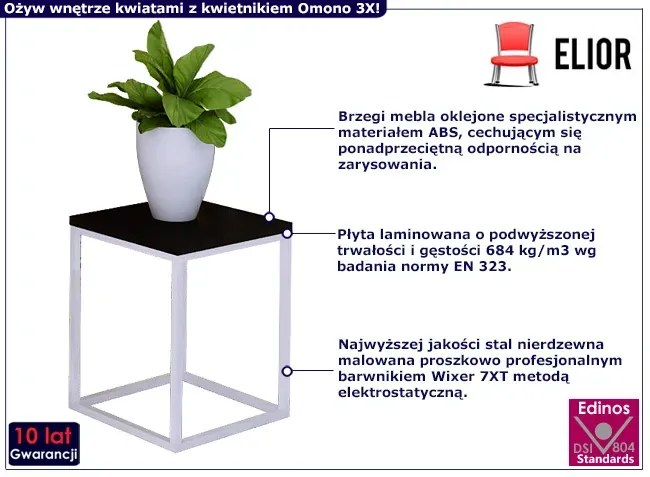 Stojak na kwiaty z metalowym stelażem biały + czarny L5-L21
