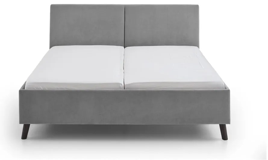 Szare tapicerowane łóżko dwuosobowe ze stelażem 160x200 cm Piano – Meise Möbel