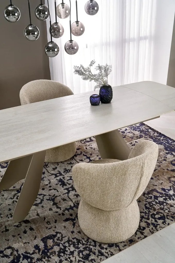 Stół rozkładany SALIX 180(260)x90 trawertyn/kaszmirowy HALMAR