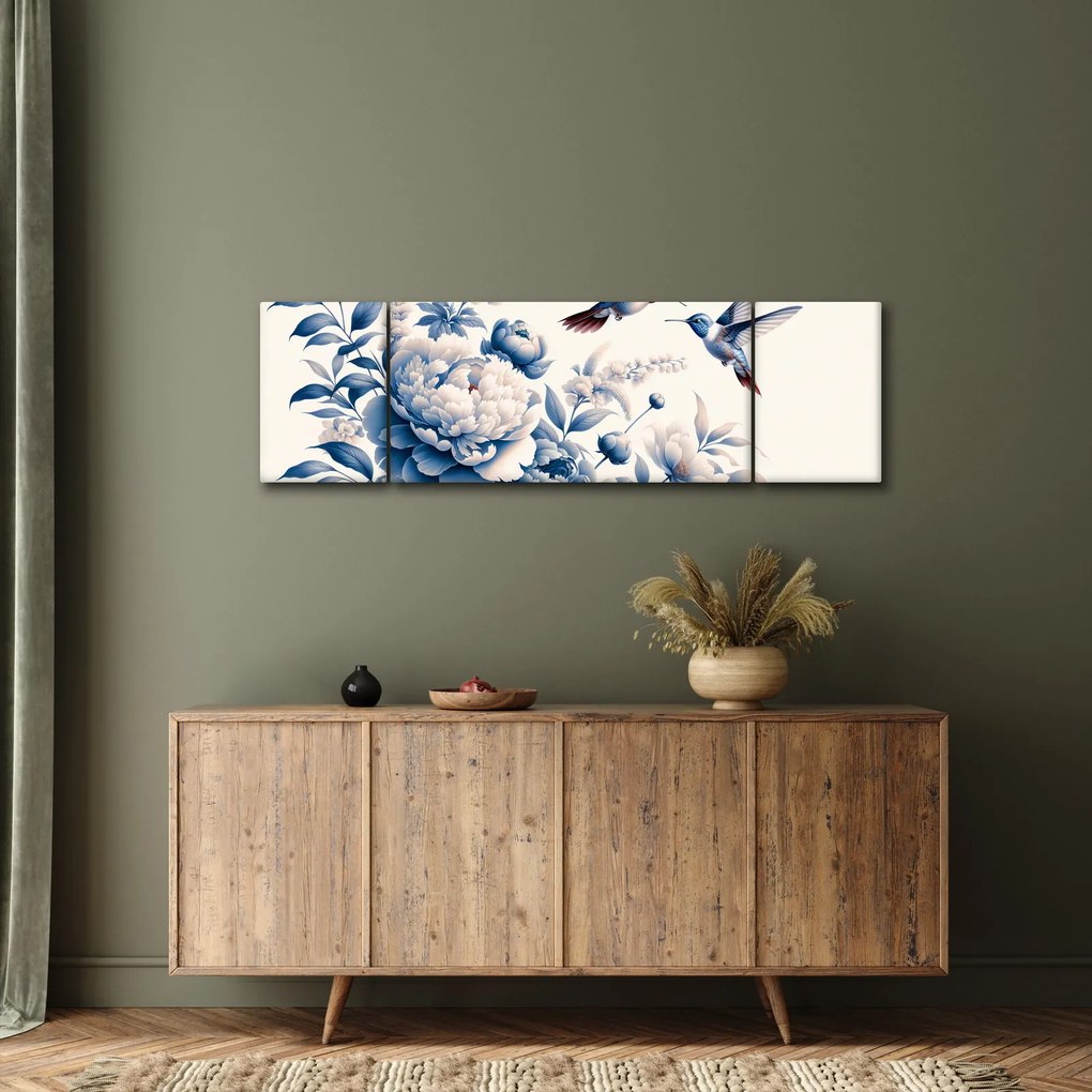 Obraz - Kolibry nad kwiatem (170x50 cm)