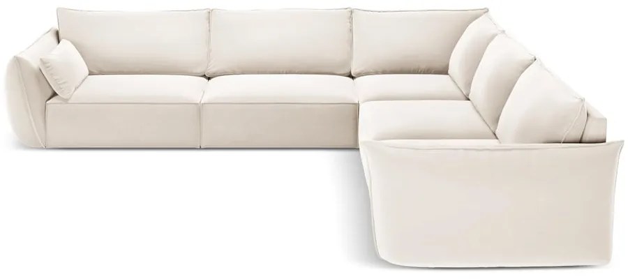 Beżowy aksamitny narożnik Vanda – Mazzini Sofas