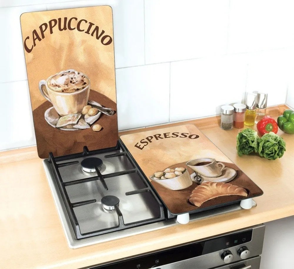 Szklane płyty ochronne COFFEE na kuchenkę – 2 sztuki, WENKO