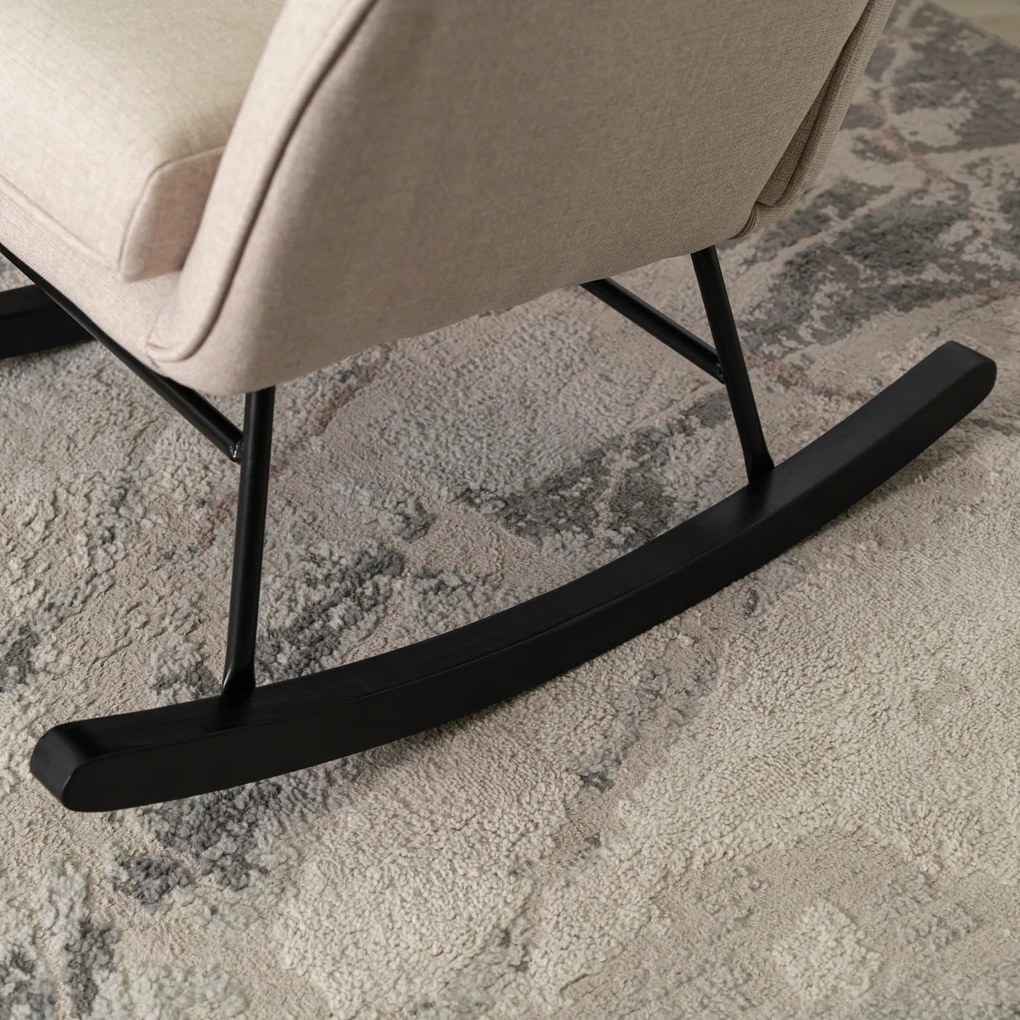 Fotel Bujany na Biegunach Uszak Wypoczynkowy JACKSON Beżowy do Salonu Nowoczesny