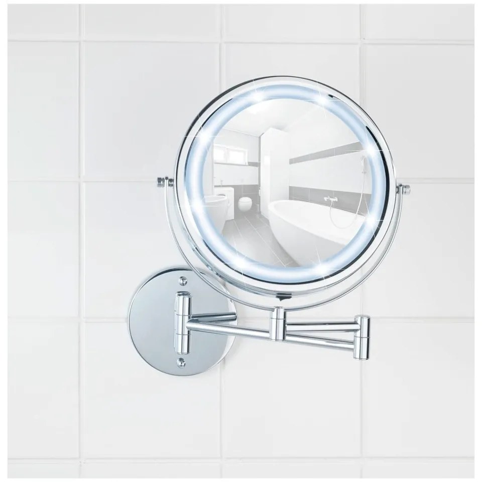 Lustro z oświetleniem/powiększające (5x) kosmetyczne ø 17,5 cm Power-Loc Lumi – Wenko
