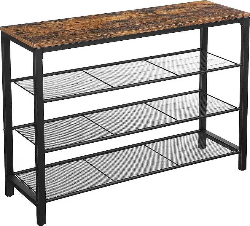 Regał na buty 100x30x72 cm czarny rustykalny brąz Indestic