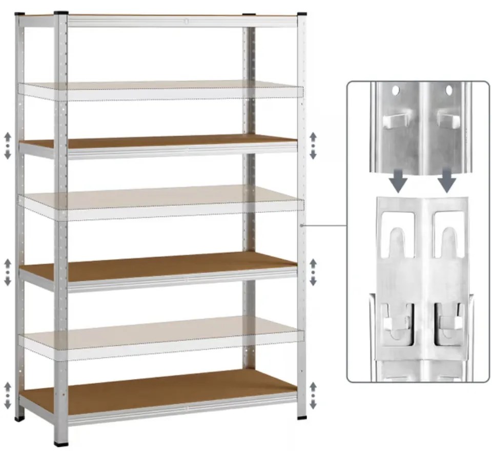 Monzana Regał o dużej nośności HEAVY, max. 700 kg, 160x90x40 cm, srebrny