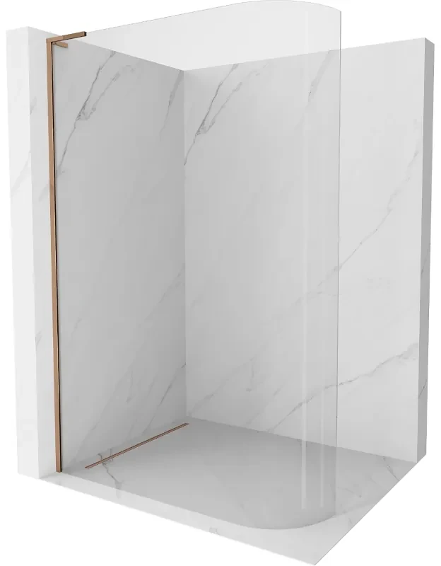 Mexen Kioto L ścianka prysznicowa zaokrąglona Walk-in 90 x 200 cm, transparent, różowe złoto - 800-090-103-60-06