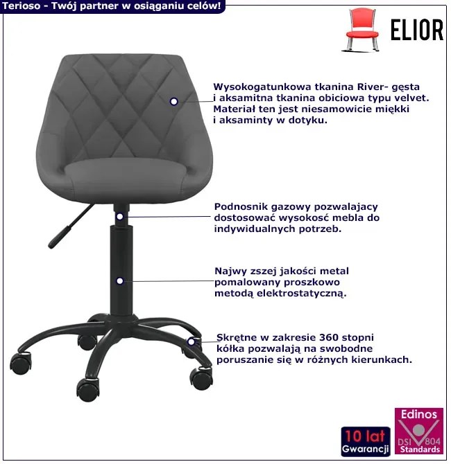 Ciemnoszary nowoczesny fotel obrotowy M8-P24