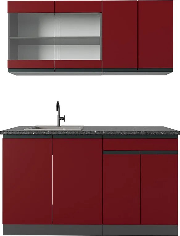 Pojedyncza kuchnia czerwony/antracyt 140x60x81.6 r-line