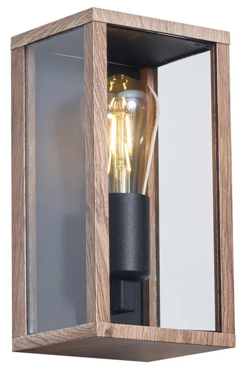 Zewnetrzna Industrialny Kinkiet / Lampa scienna z nadrukiem drewna 26 cm IP44 - CharloisPrzemysłowy Oswietlenie zewnetrzne