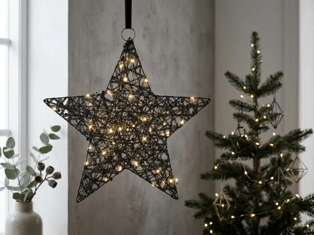 Świąteczna dekoracja gwiazda STARIELLE z oświetleniem LED 40 cm, czarna