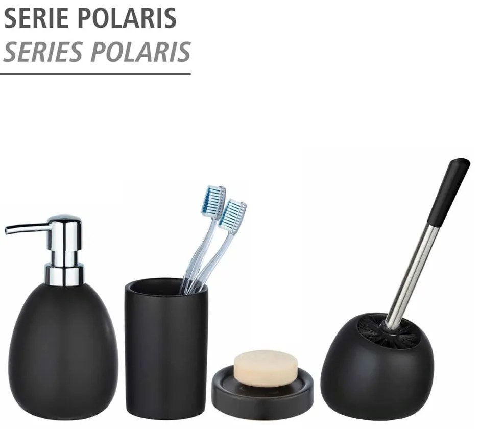 Matowy czarny ceramiczny dozownik do mydła Wenko Polaris