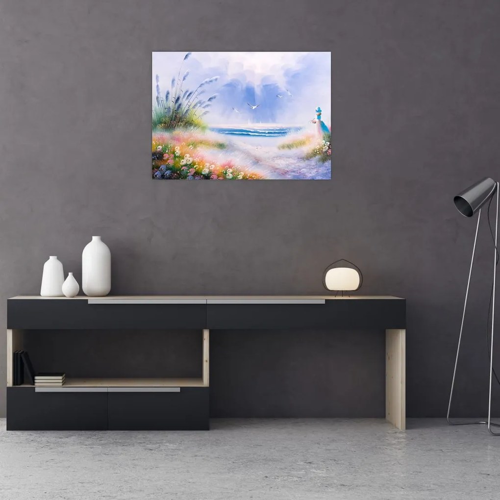 Obraz - Romantyczna plaża, obraz olejny (70x50 cm)