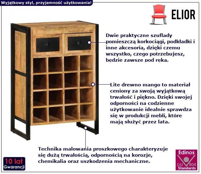 Stojak na wina z drewna mango - Dilia