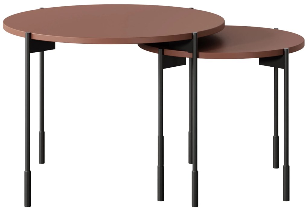 Stolik kawowy Sonatia 60 cm okrągły na metalowych nogach - burgund