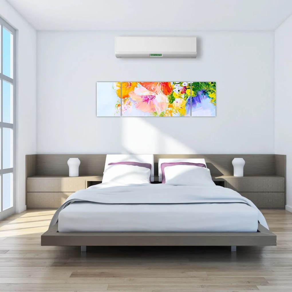 Obraz - Kwiaty, malarstwo (170x50 cm)