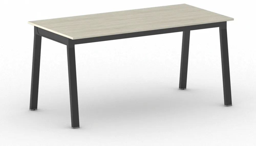 Stół konferencyjny do biura PRIMO BASIC, 160x80 cm, czarna podstawa, dąb naturalny