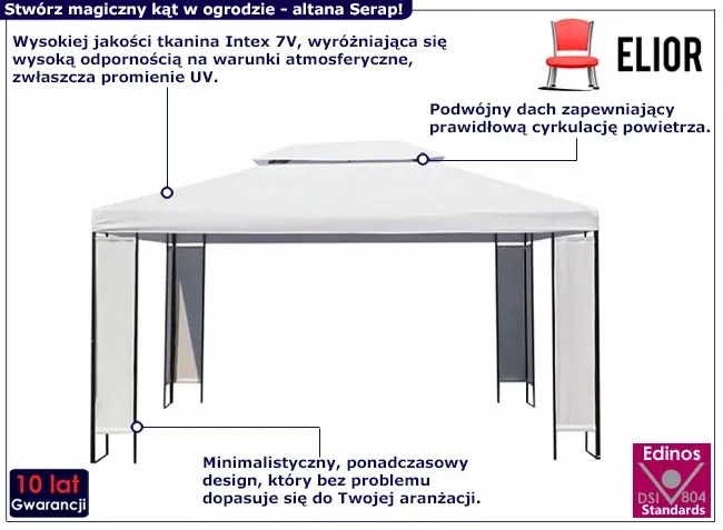 Biała altana ogrodowa z podwójnym daszkiem - Solids