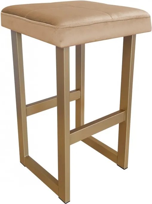 Hoker ALEX krzesło barowe tkanina Welur podstawa metalowa : Kolor Stelaża - Złoty, Kolor tkaniny - VELVET - MG06, Wysokość - 75 cm