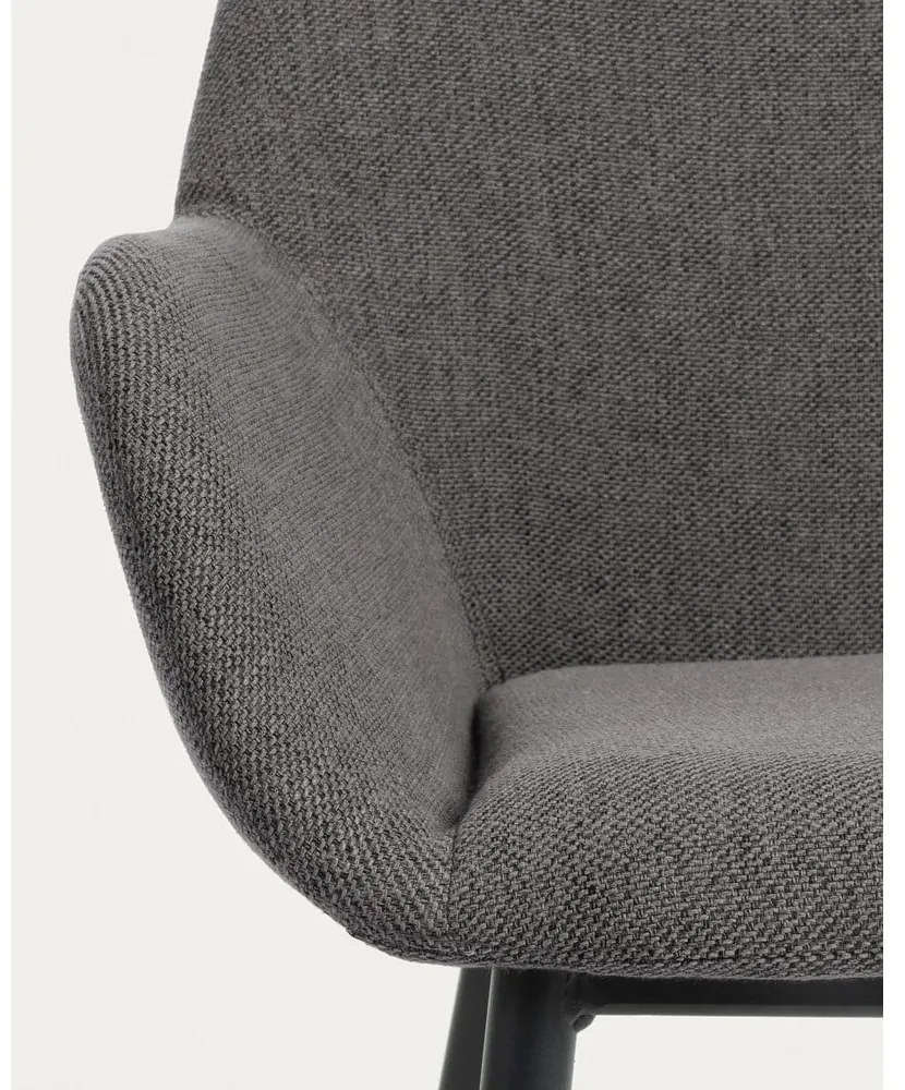 Antracytowy tapicerowany fotel jadalniany Konna – Kave Home