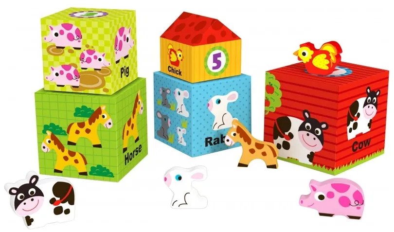 Woopie green układanka kostki farma w pudełkach + figurki 10 el.