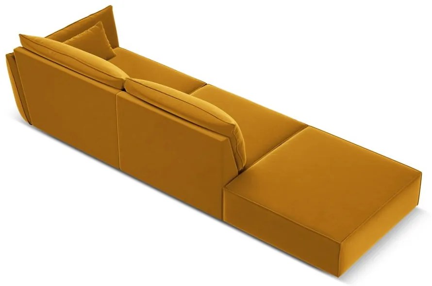 Musztardowa aksamitna sofa prawostronna 264 cm Vanda – Mazzini Sofas