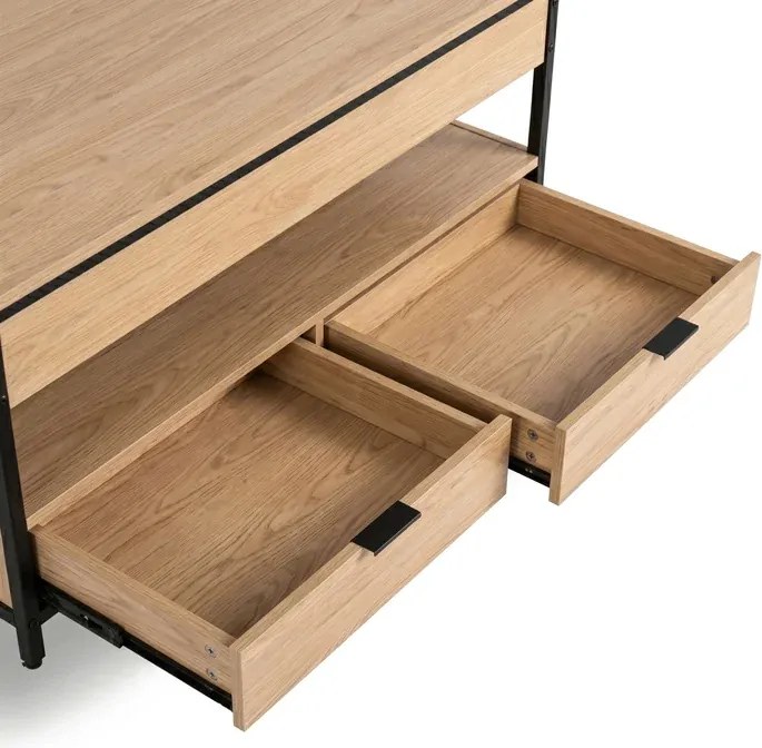 Ławostół Rozkładany LUCA 100 cm Dąb/Czarny Loft - Stół i Ława do Salonu