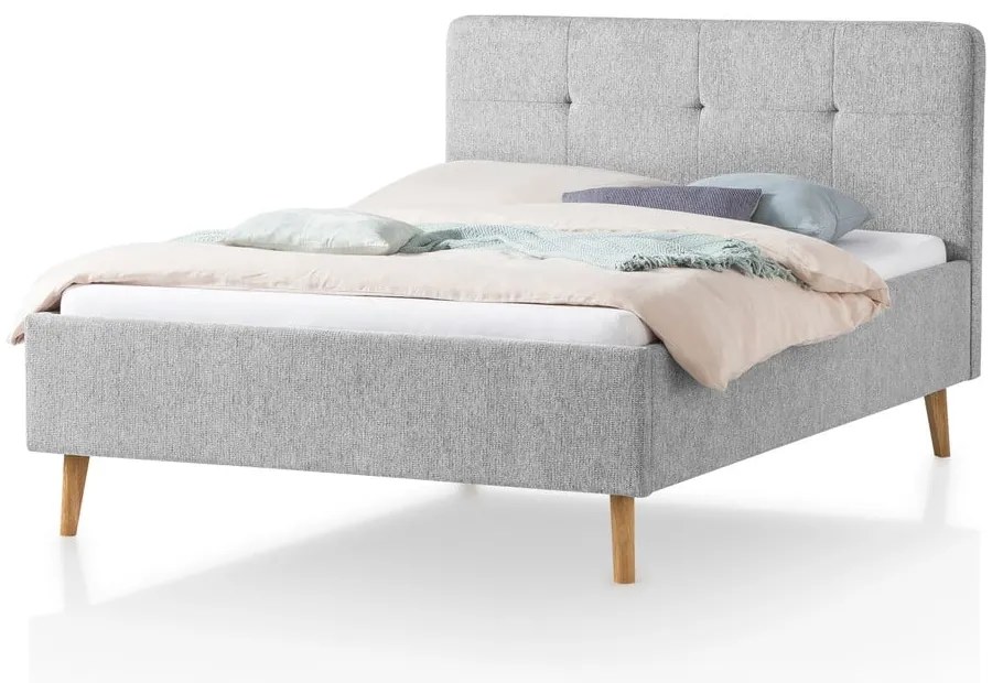 Jasnoszare tapicerowane łóżko dwuosobowe 140x200 cm Smart – Meise Möbel