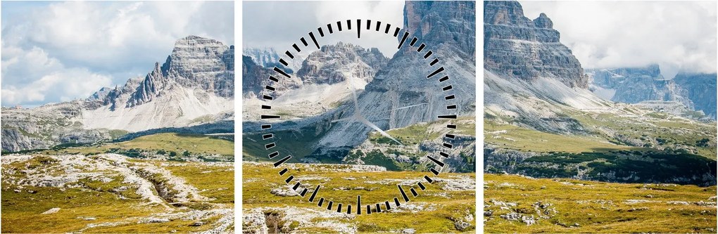 Obraz - Włoskie Dolomity (z zegarem) (90x30 cm)
