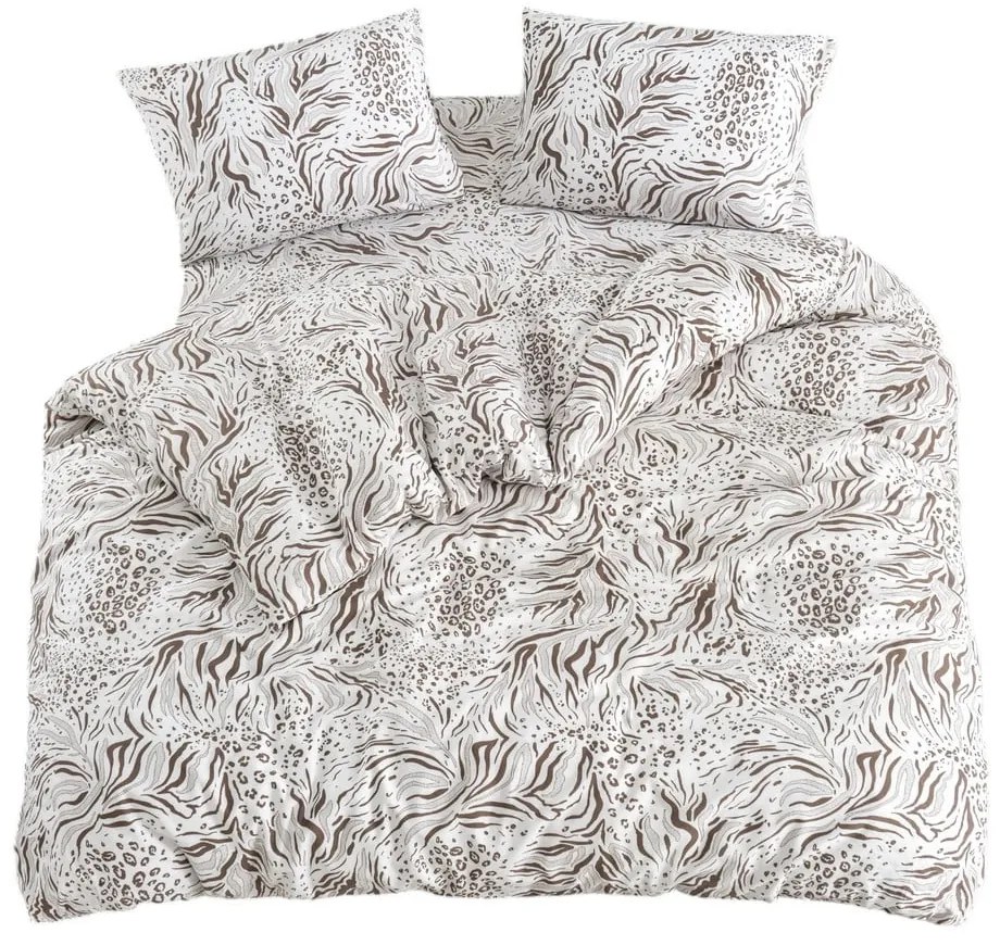 Biało-brązowa pościel dwuosobowa z prześcieradłem/4-częściowa 200x220 cm Floral – Mila Home