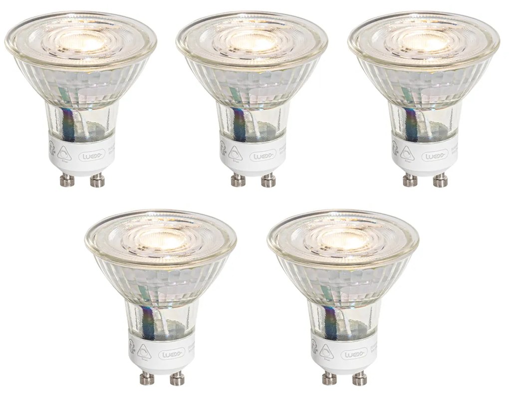Zestaw 5 żarówek LED GU10 50mm, ściemnialnych 3-stopniowo (Kelvin), o jasnym świetle, 4.9W 450 lm 2000-2700K