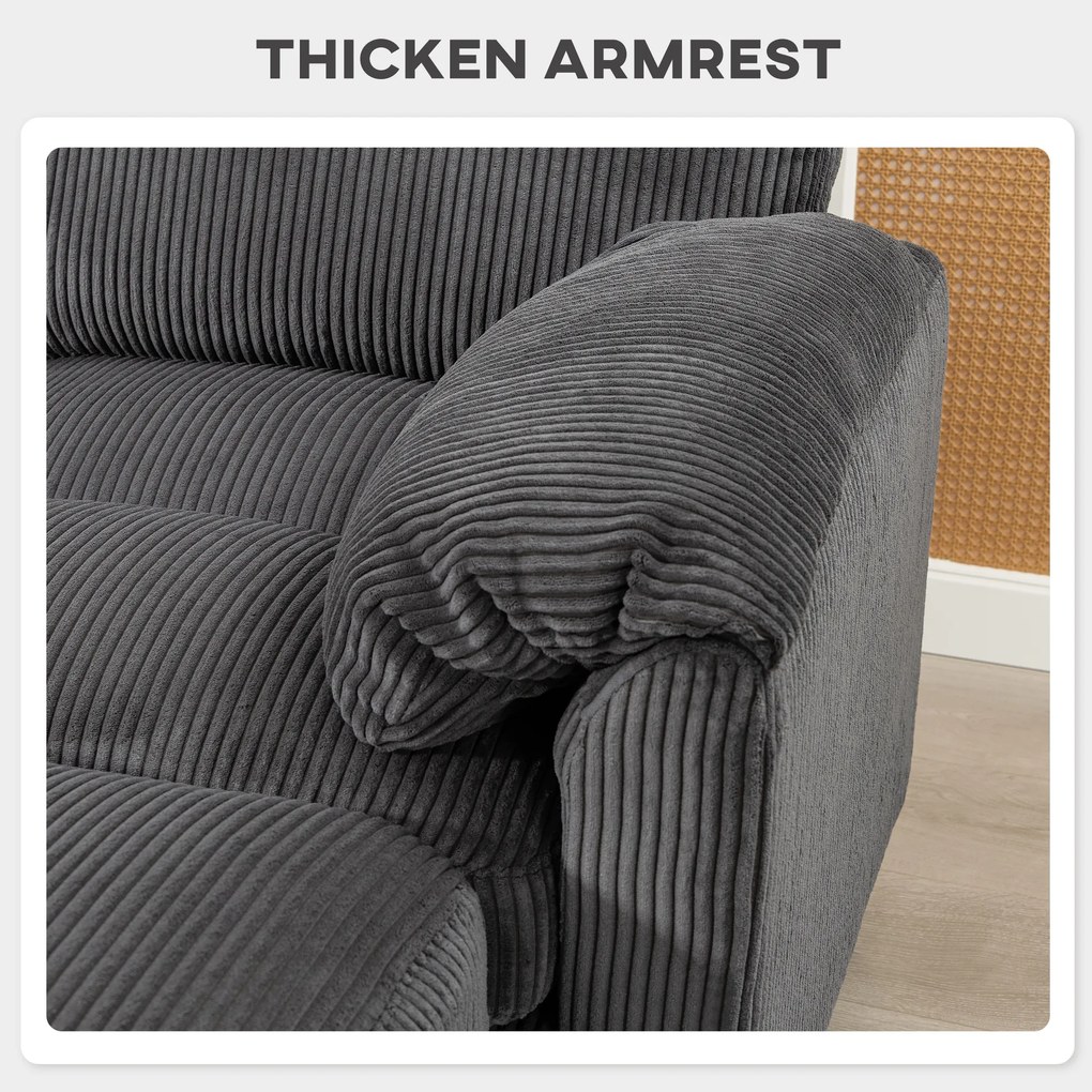 HOMCOM Narożna sofa w kształcie U, sofa z sprężynami kieszeniowymi, wyściełane podłokietniki, ruchomy szezlong, sztruks, 292x224x85 cm, ciemnoszary | Aosom PL