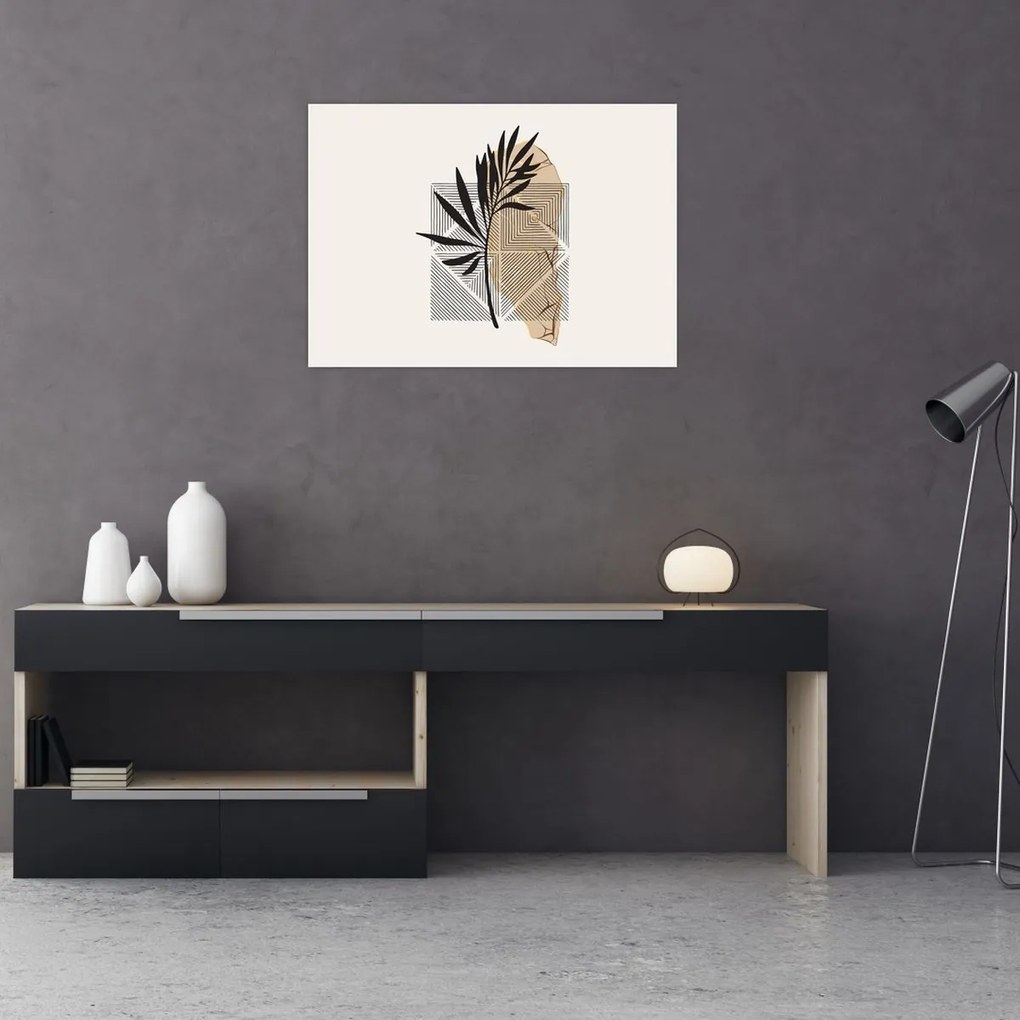 Obraz - Abstrakcja z tropikalnymi liśćmi N⁰1 (70x50 cm)