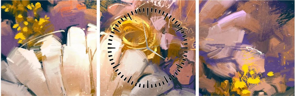 Obraz kwiatów (z zegarem) (90x30 cm)