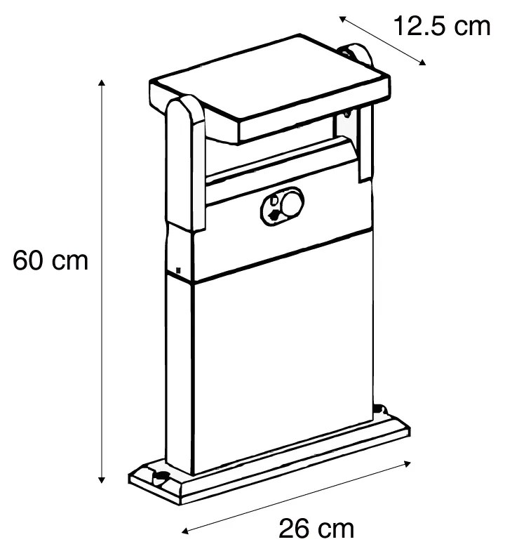 Zewnetrzna Zewnętrzna lampa słupkowa ciemnoszara z czujnikiem ruchu 60 cm IP54 Solarna - Judge Nowoczesny Oswietlenie zewnetrzne