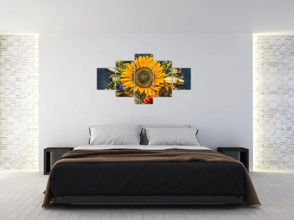 Obraz - Jesienne kwiaty (125x70 cm)