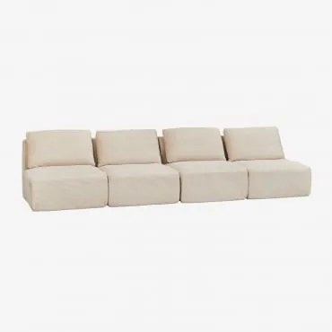 Sofa Modułowy 4-częściowy Z Weluru Pakowany Próżniowo Temple Sztruks Beż Lniany - Sklum