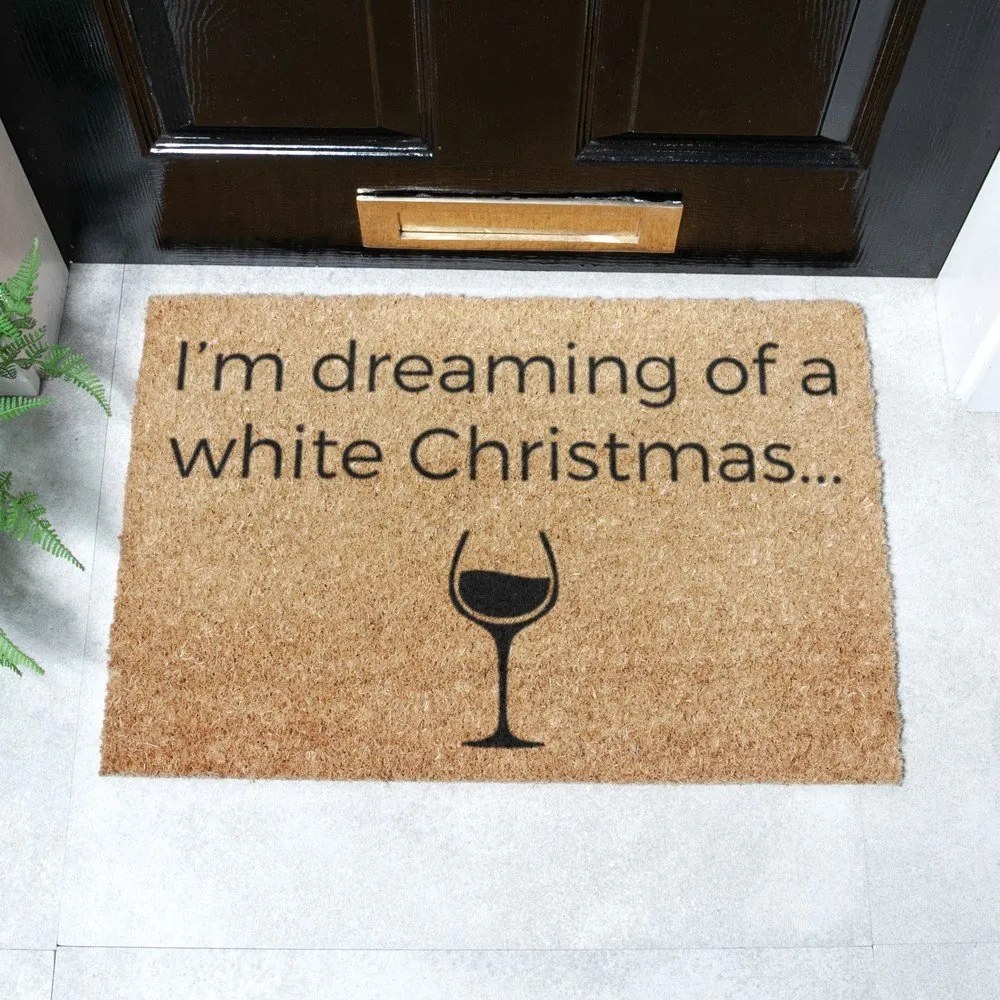 Wycieraczka ze świątecznym motywem z włókna kokosowego 40x60 cm White Wine Christmas – Artsy Doormats