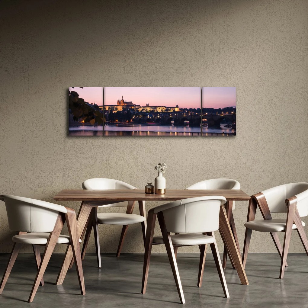 Obraz Zamku Praskiego i Wełtawy (170x50 cm)