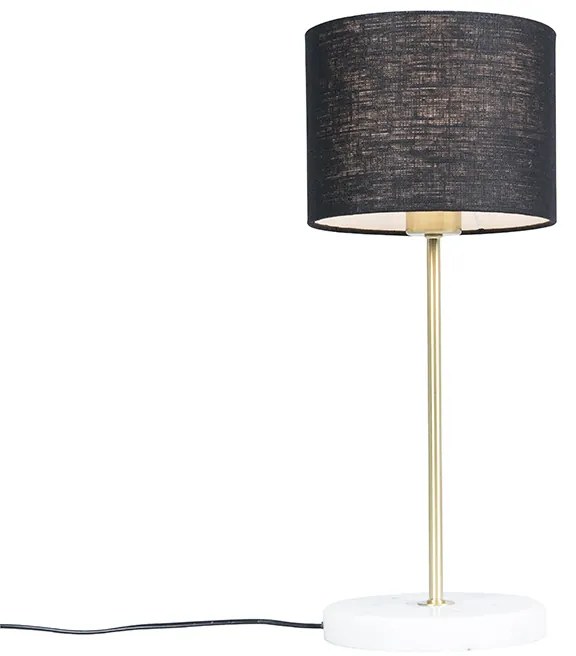Lampa stołowa mosiądz z czarnym kloszem 20 cm - Kaso Rustykalny / Vintage Oswietlenie wewnetrzne