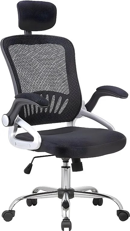 Fotel biurowy - tkanina - czarny - BERTOLD