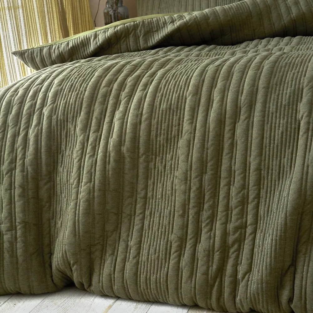 Pościel jednoosobowa w kolorze khaki 135x200 cm Tamba Stripe – Pineapple Elephant