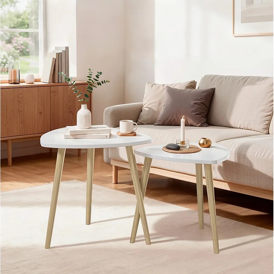 Stolik kawowy biały/sonoma 48x48x45 twino