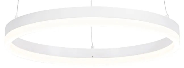 Designerska lampa wisząca biała 40 cm z wbudowanym LED-em 3-stopniowym ściemniaczem - Anello Nowoczesny Oswietlenie wewnetrzne