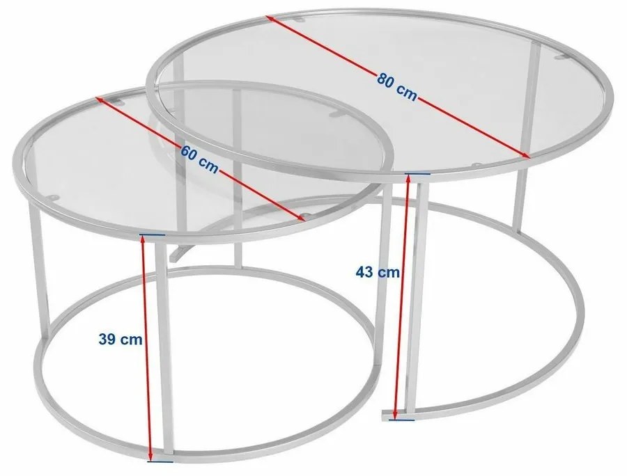 Zestaw stolików konferencyjnych Aurum Black and Grey 80 cm, 2 szt.