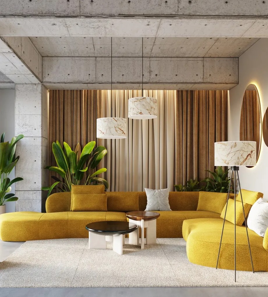 Stylowa lampa wisząca beżowy marmur B4-M79