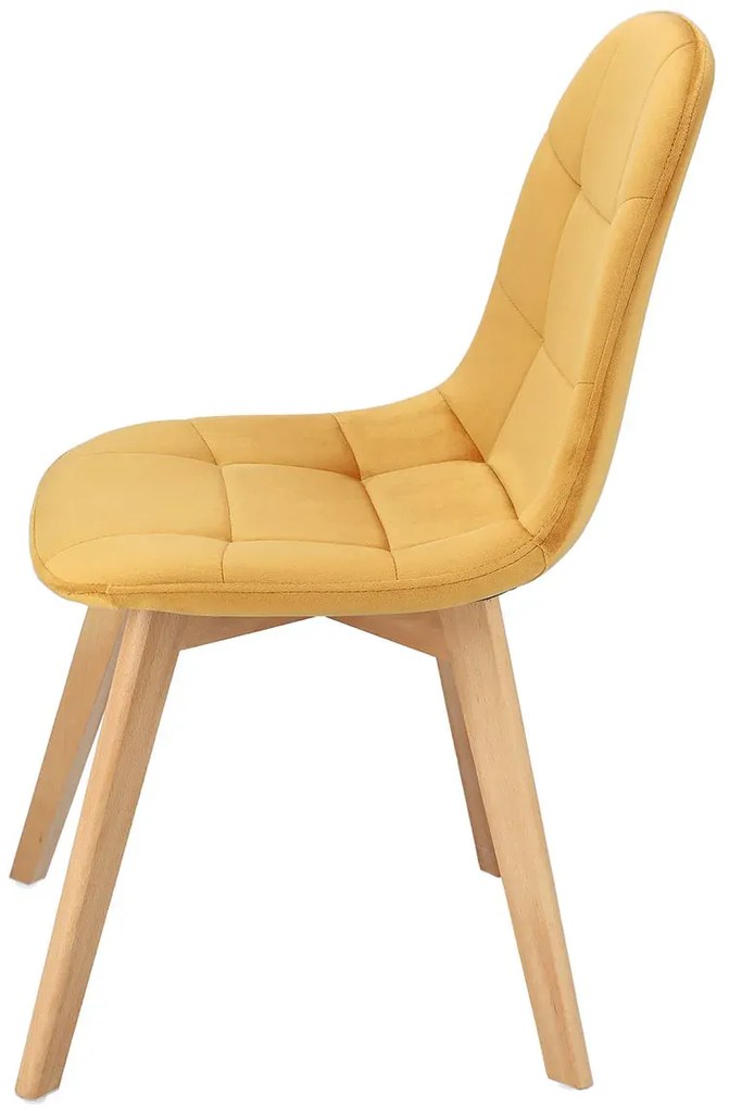 Musztardowe Welurowe Krzesło Skandynawskie C4-Z18