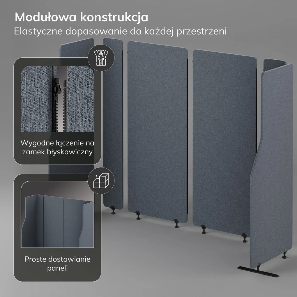 Parawan akustyczny, ścianka biurowa Carbon Fog, 280/145 cm: SADIE