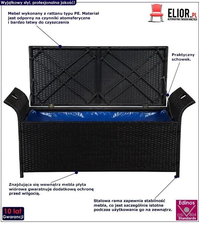 Ławka ogrodowa czarnaN7-E60